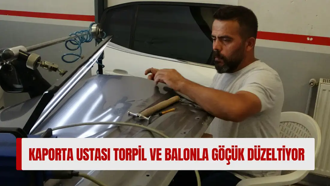 Kaporta ustası torpil ve balonla göçük düzeltiyor
