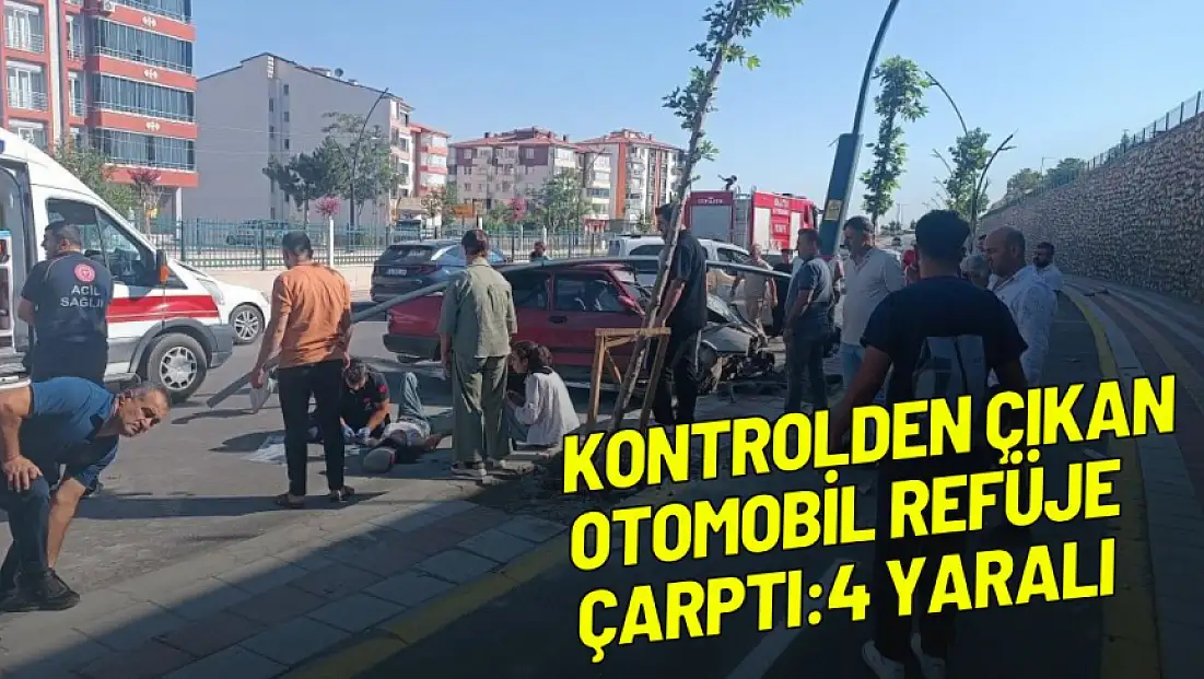 Kontrolden çıkan otomobil refüje çarptı: 4 yaralı