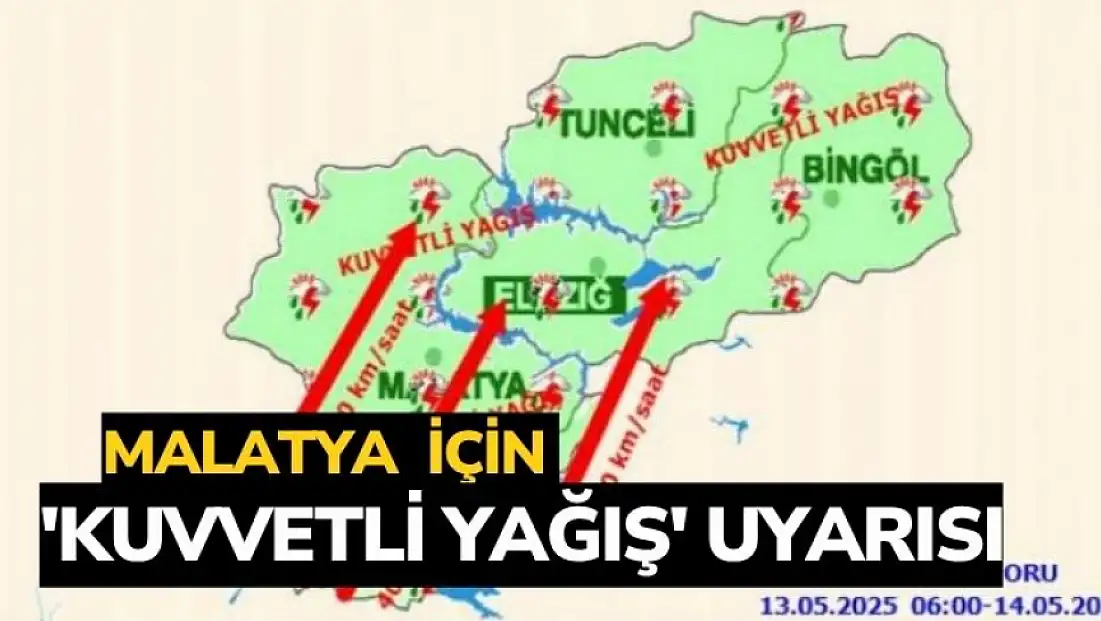 Malatya  için 'kuvvetli yağış' uyarısı