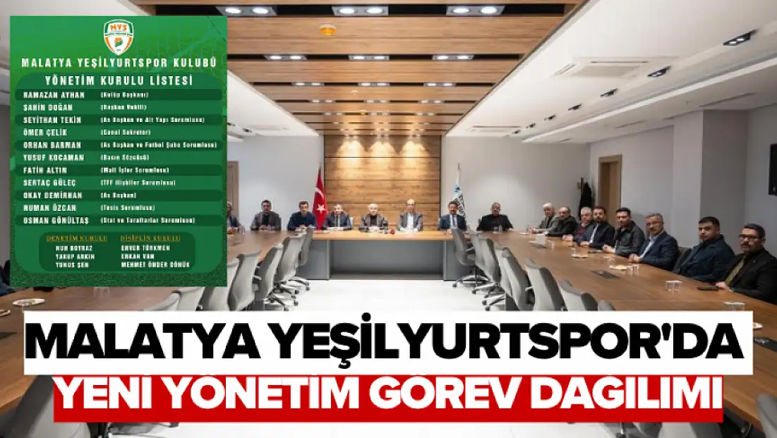 Malatya Yeşilyurtspor'da yeni yönetim görev dağılımı