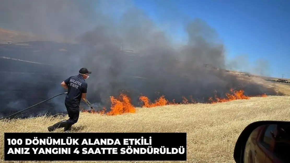 100 dönümlük alanda etkili anız yangını 4 saatte söndürüldü