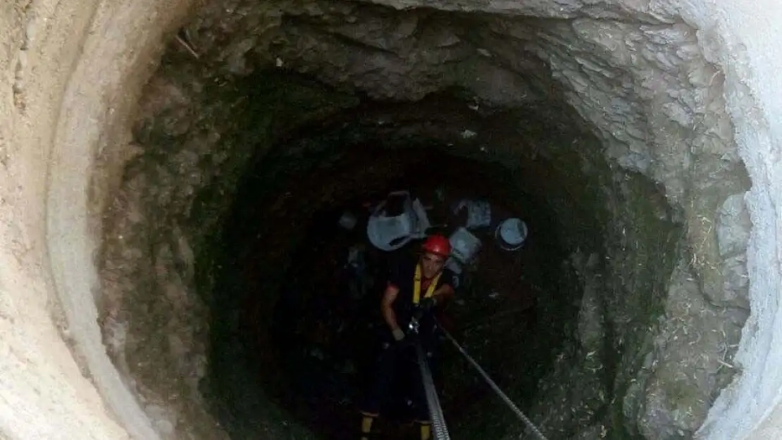 Malatya'da Su kuyusuna düşen kediyi itfaiye kurtardı
