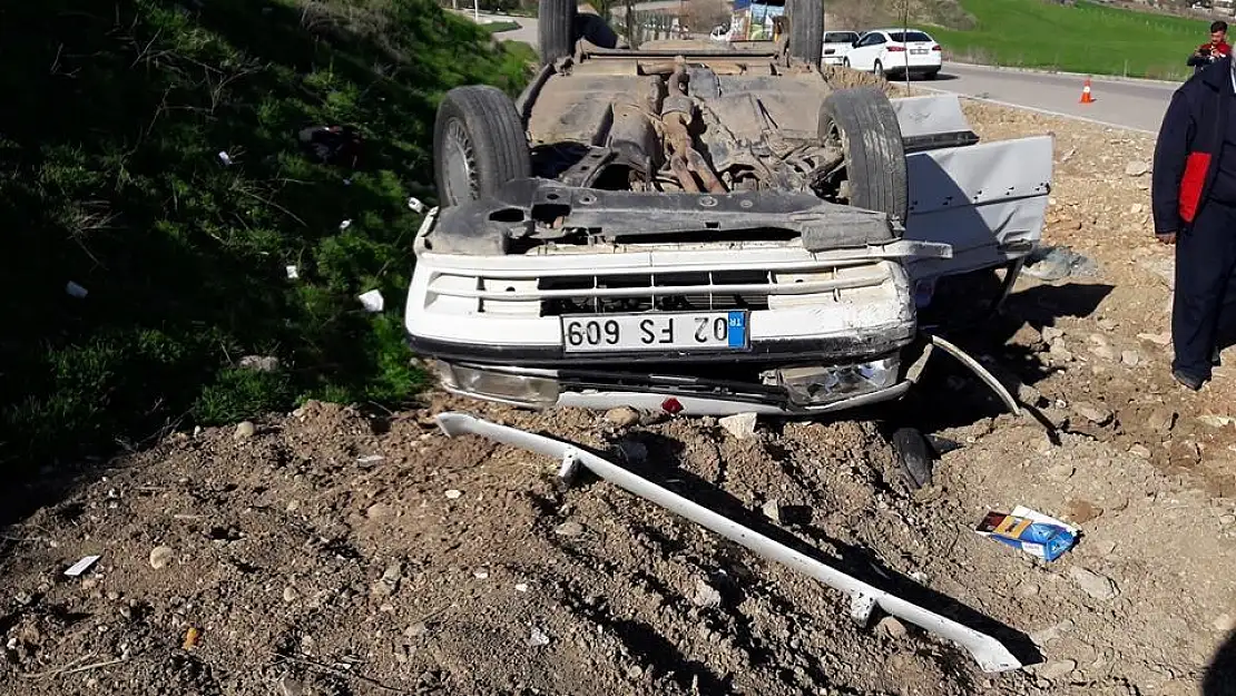 'Virajı alamayan otomobil takla attı'