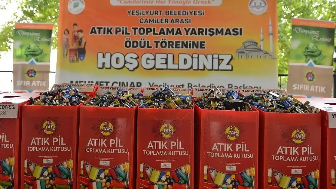 'Yeşilyurt´taki 161 camide 665 kilo atık pil toplandı'