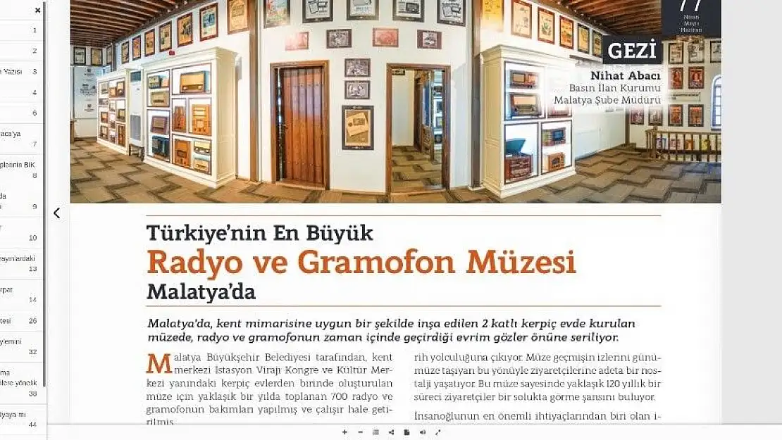 'Türkiye´nin en büyük Radyo ve Gramofon Müzesi  BİK Dergisinde'