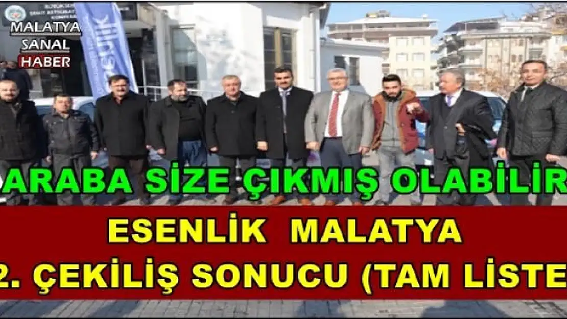 ESENLİK  MALATYA  2. ÇEKİLİŞ SONUCU (TAM LİSTE)