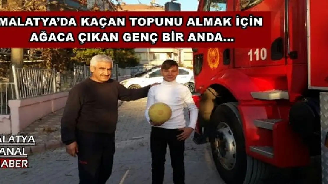 MALATYA´DA KAÇAN TOPUNU ALMAK İÇİN  AĞACA ÇIKAN GENÇ BİR ANDA...