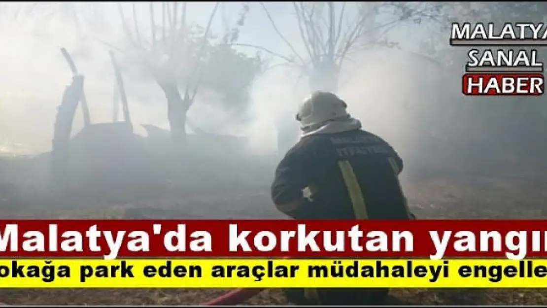 Malatya'da Sokağa park eden araçlar müdahaleyi engelledi