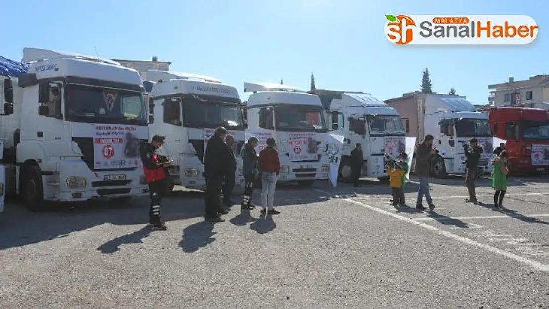 Adıyaman'dan Suriye'ye 13 tırlık yardım malzemesi gönderildi