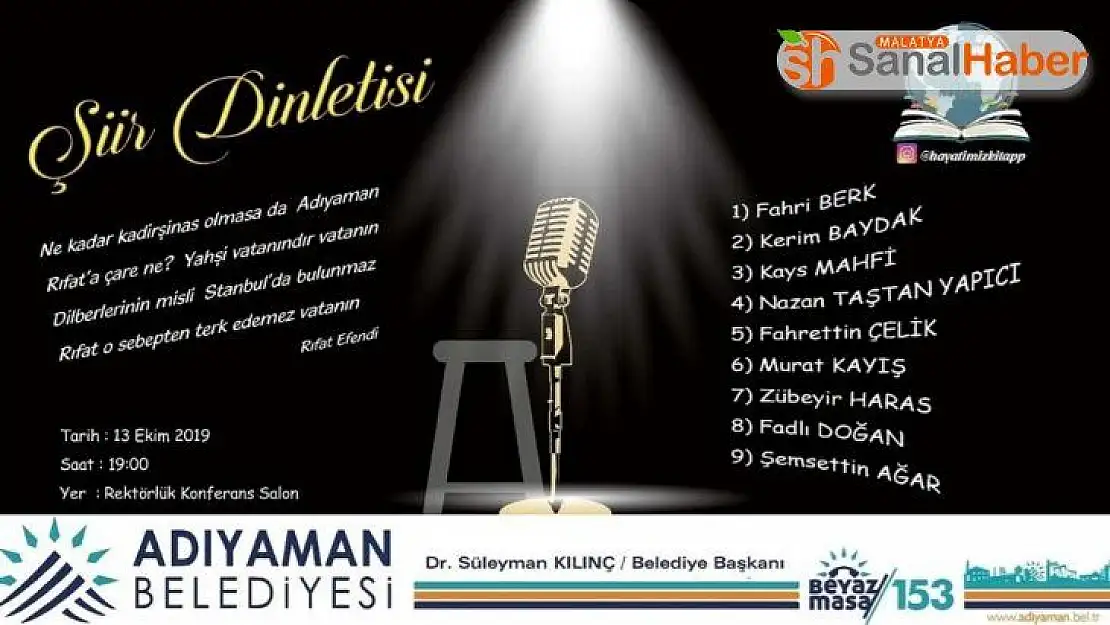 Adıyamanlı şairler sanatseverlerle buluşuyor