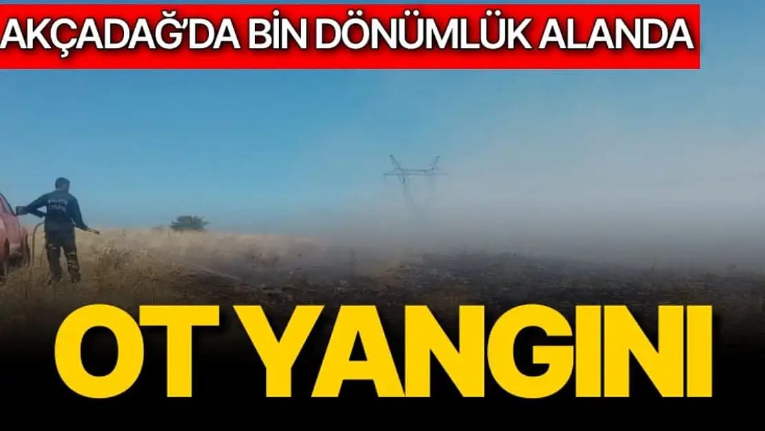 Akçadağ´da bin dönümlük alanda ot yangını