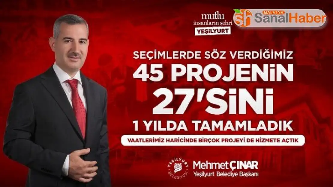 Belediye Başkanı Çınar 45 projeden 27'sini bir yılda yaptıklarını bildirdi