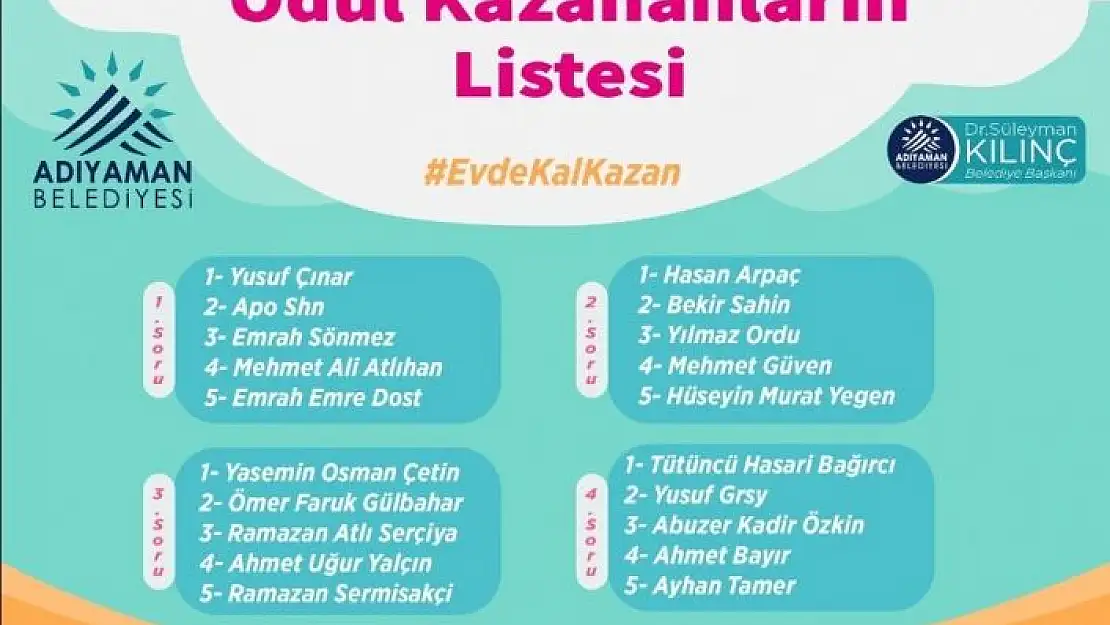 'Bilgi yarışmasını kazananlar belli oldu'