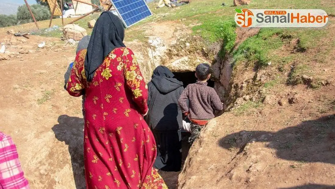 Bombalardan kaçan Suriyeliler mağaralarda yaşam mücadelesi veriyor