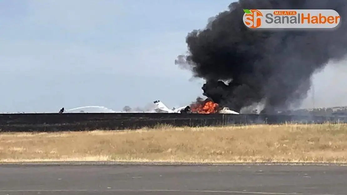 California'da özel jet kalkış sırasında alev aldı