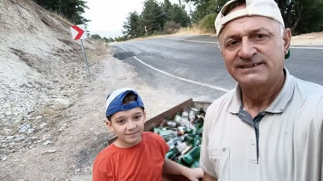 'Dağ yolu ve etrafına atılan alkol şişelerini topladılar'