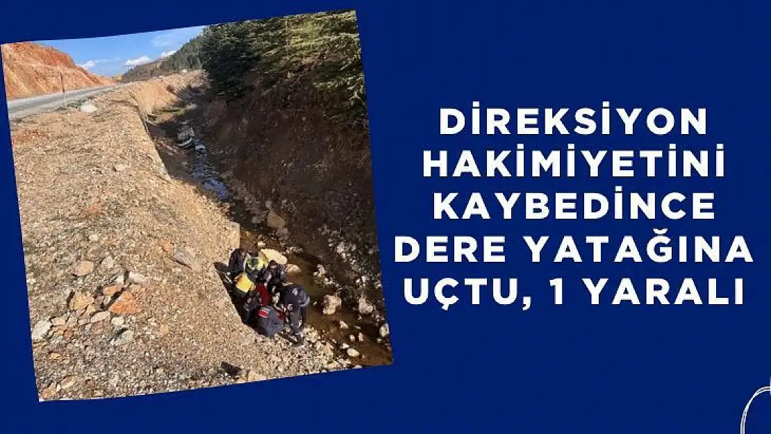 Direksiyon hakimiyetini kaybedince dere yatağına uçtu, 1 yaralı