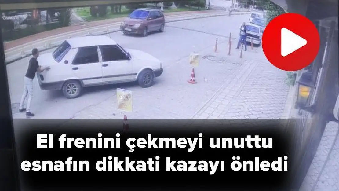 El frenini çekmeyi unuttu, esnafın dikkati kazayı önledi