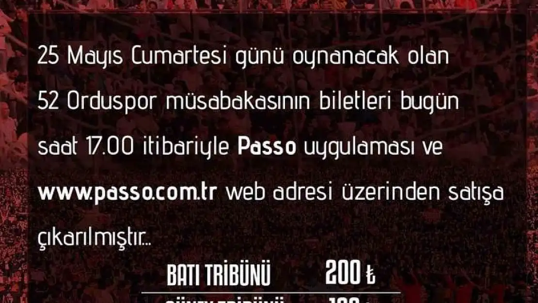 'Elazığspor-52 Orduspor maçı biletleri satışta'