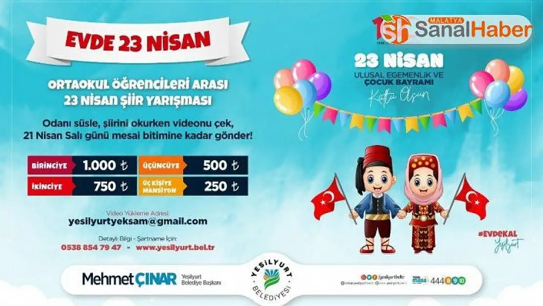 Evde 23 Nisan' Şiir Yarışması düzenlenecek