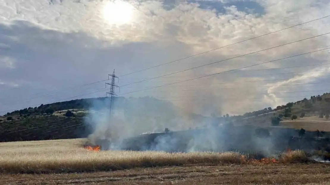 'Gölbaşı ilçesinde arpa tarlası yandı'