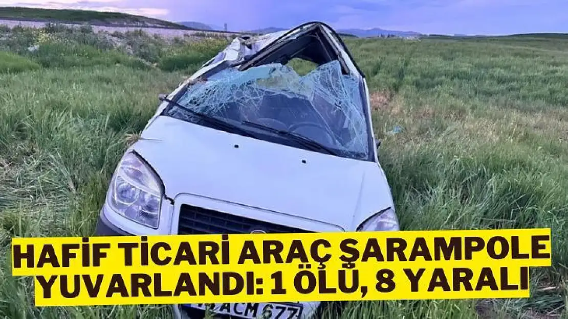 Hafif ticari araç şarampole yuvarlandı: 1 ölü, 8 yaralı