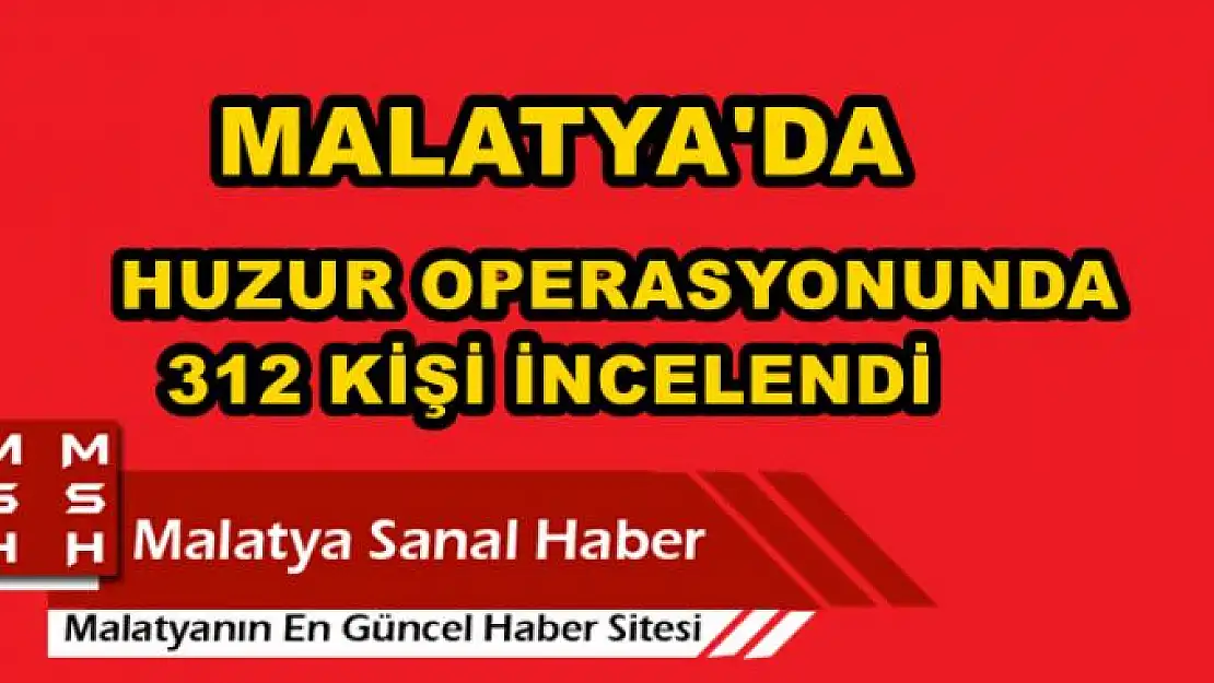 MALATYA'DA HUZUR OPERASYONUNDA 312 KİŞİ İNCELENDİ
