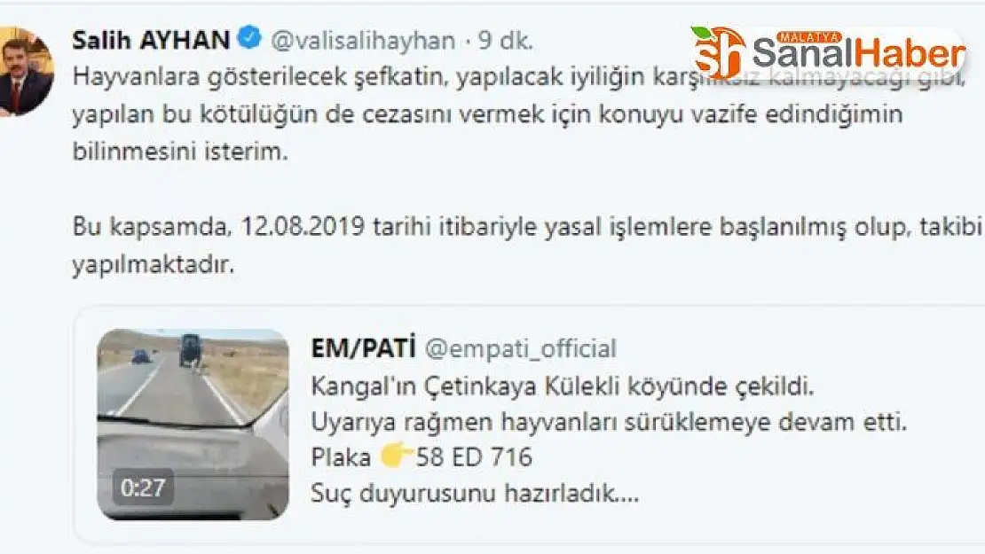 İki köpeği traktör arkasına bağlayarak sürükledi