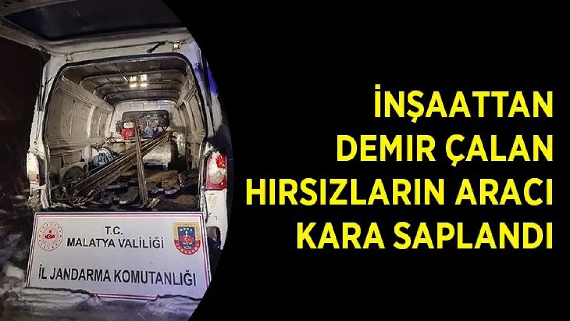 İnşaattan demir çalan hırsızların aracı kara saplandı