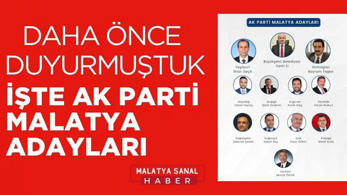 İşte AK Parti´nin Malatya´daki adayları