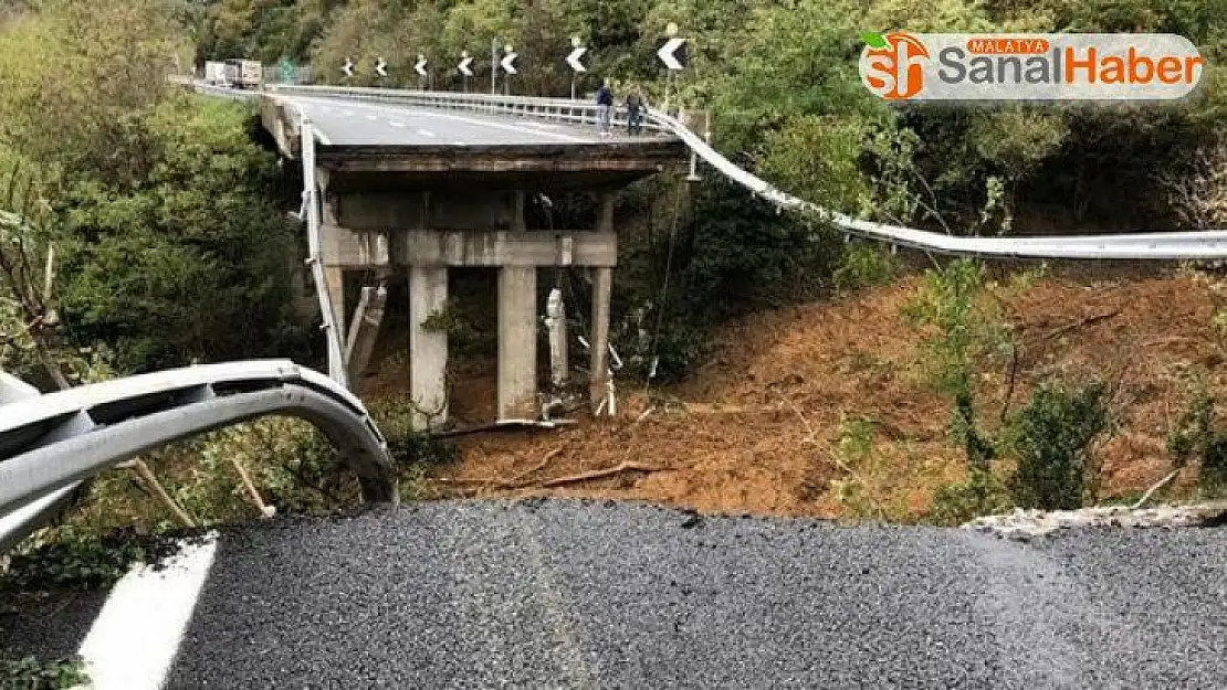 İtalya'da şiddetli yağışlar nedeniyle viyadük çöktü
