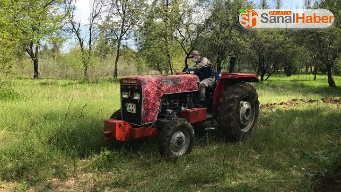 Jandarma yaşlı kadının bahçesini sürdü