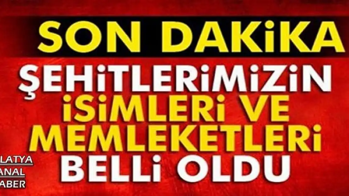 Şehitlerimizin isimleri ve memleketleri belli oldu