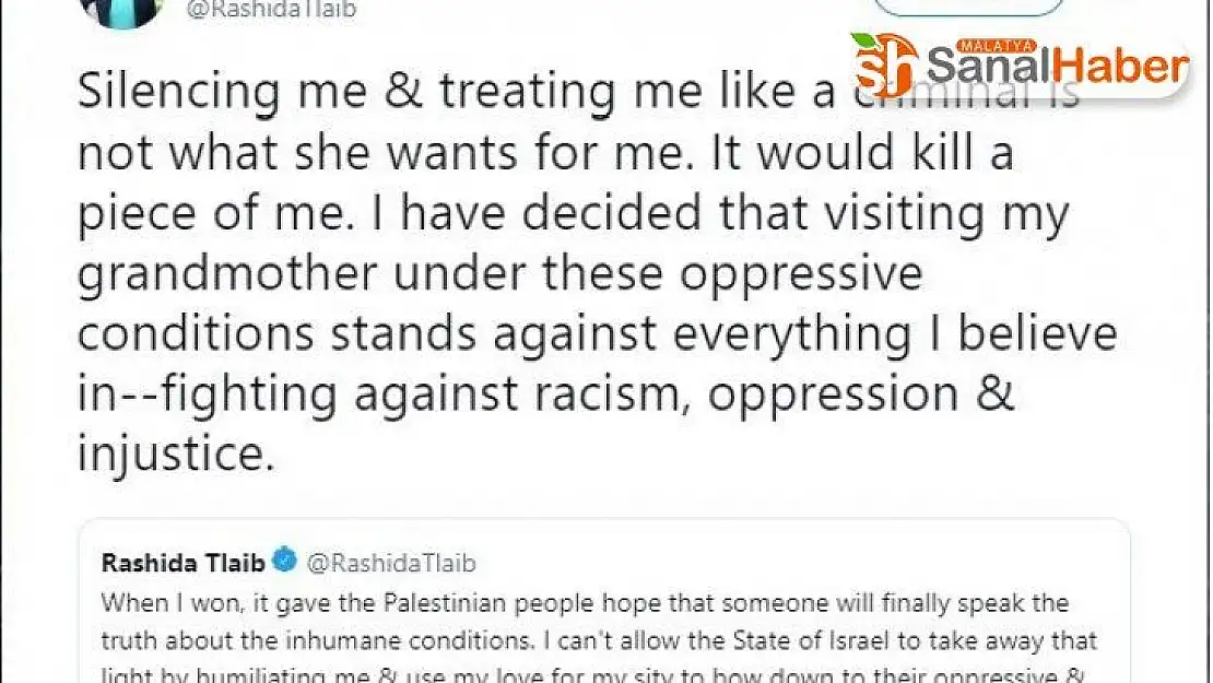 Kongre üyesi Rashida Tlaib'den İsrail kararı