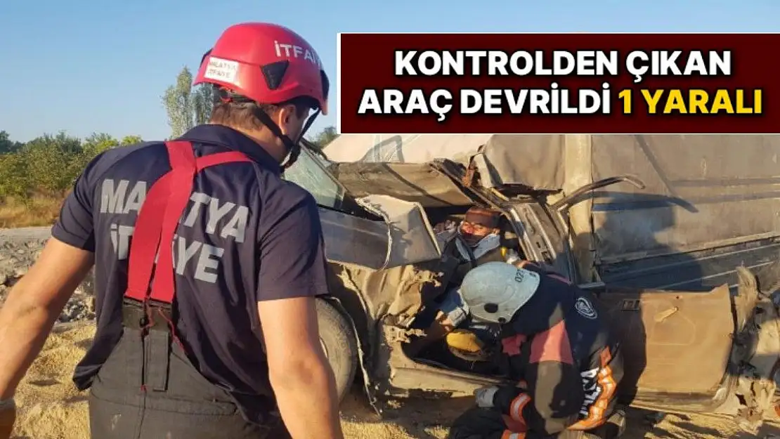 Kontrolden çıkan araç devrildi