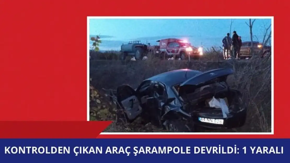 Kontrolden çıkan araç şarampole devrildi