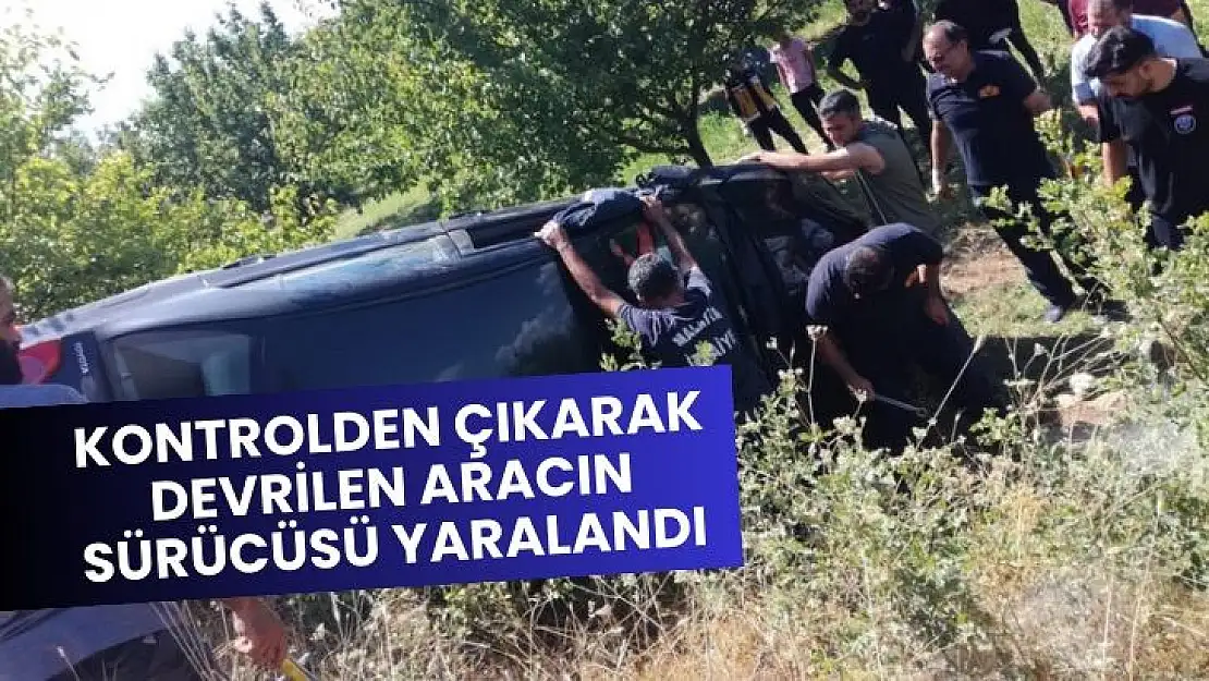 Kontrolden çıkarak devrilen aracın sürücüsü yaralandı