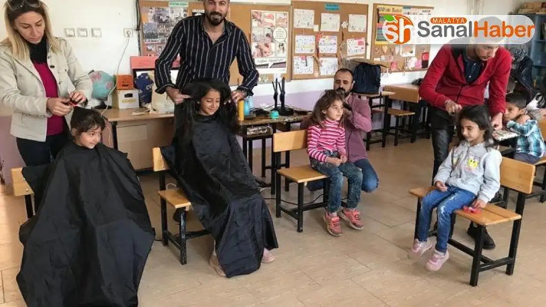Köy okullarındaki öğrencilere kuaför hizmeti