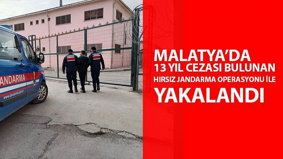 Malatya´da 13 yıl cezası bulunan hırsız jandarma operasyonu ile yakalandı