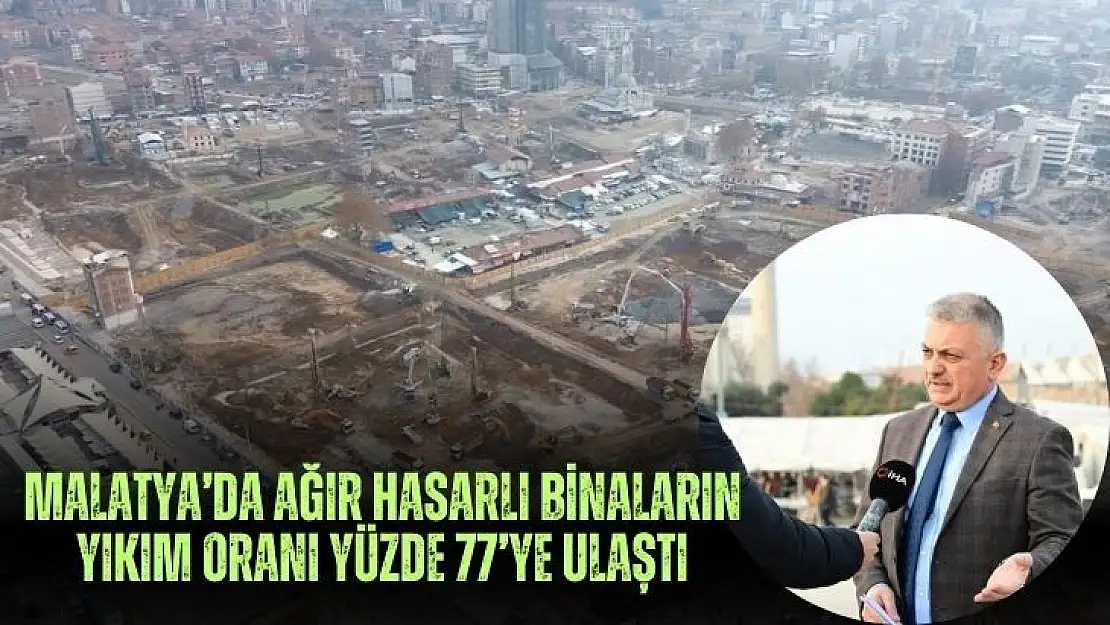 Malatya´da ağır hasarlı binaların yıkım oranı yüzde 77´ye ulaştı