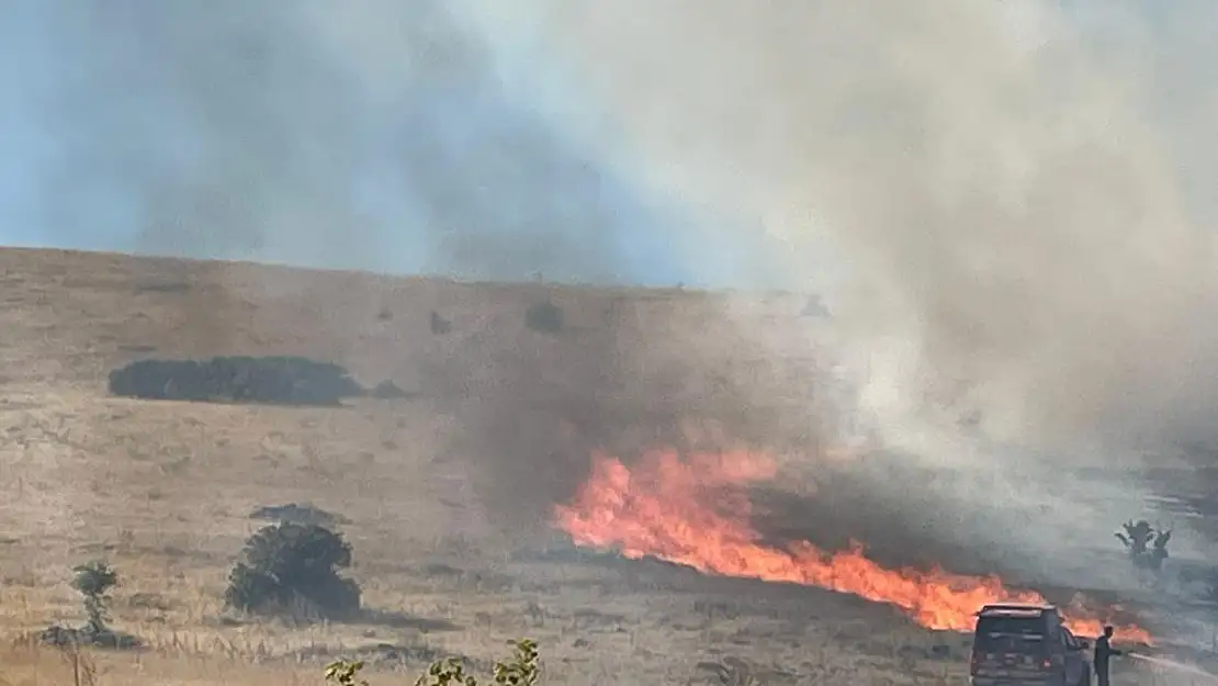 Malatya'da bir hektarlık alanda anız yangını