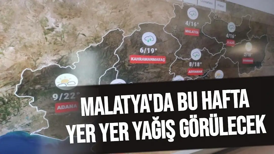 Malatya'da bu hafta yer yer yağış görülecek