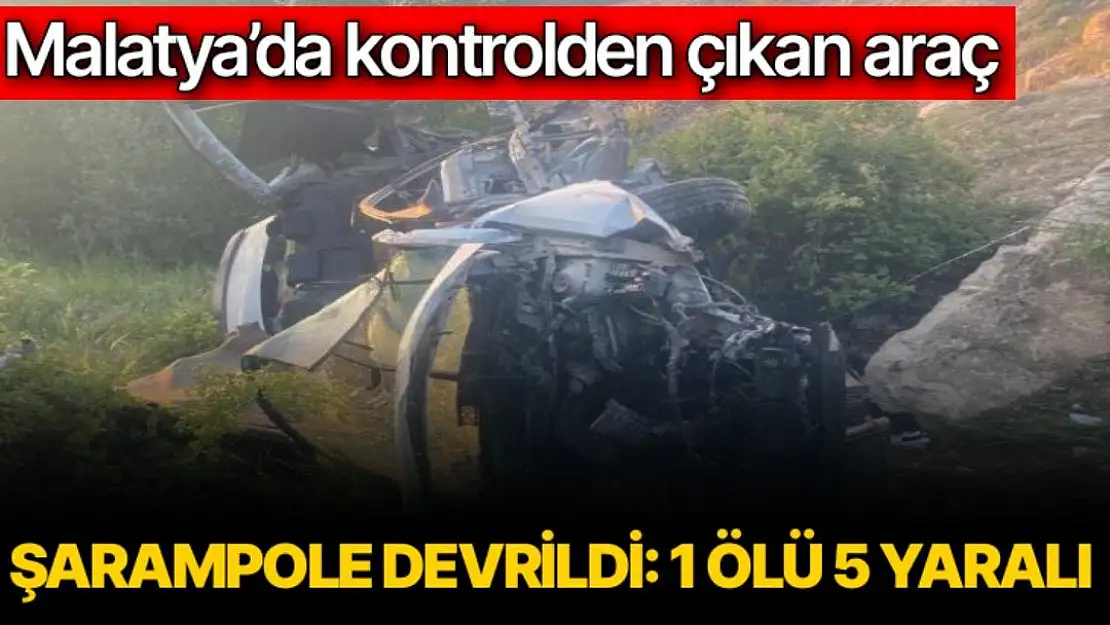 Malatya´da kontrolden çıkan araç şarampole devrildi