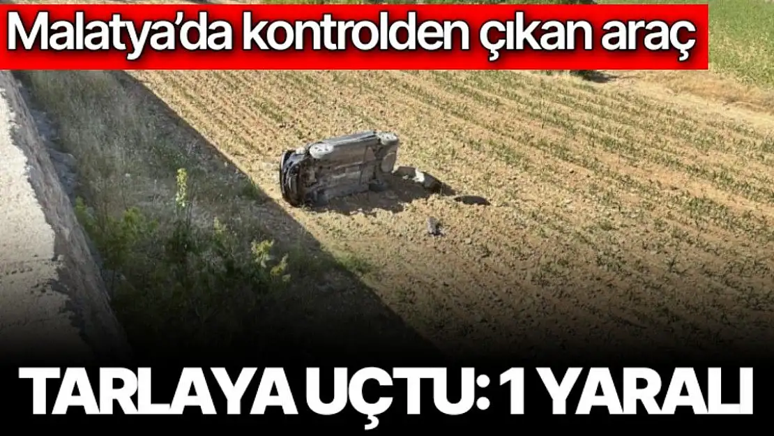 Malatya'da kontrolden çıkan araç tarlaya uçtu 