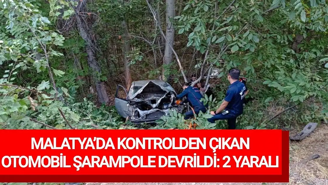 Malatya´da kontrolden çıkan otomobil şarampole devrildi