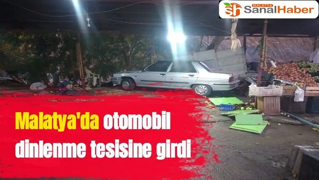 Malatya'da Otomobil dinlenme tesisine girdi