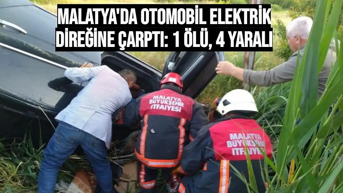 Malatya'da otomobil elektrik direğine çarptı