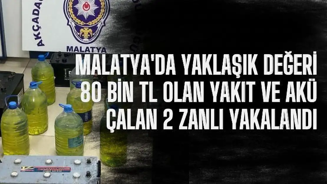 Malatya'da yaklaşık değeri 80 bin TL olan yakıt ve akü çalan 2 zanlı yakalandı