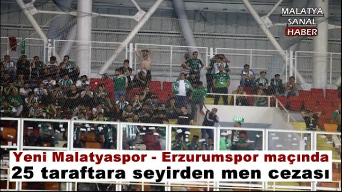 Yeni Malatyaspor - Erzurumspor maçında 25 taraftara seyirden men cezası