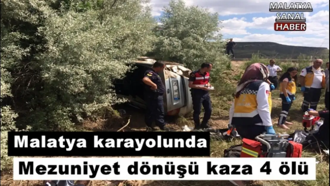 Malatya Karayolunda Mezuniyet dönüşü feci  kaza 4 ölü